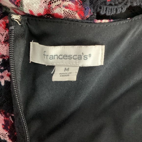 Francesca’s Fit and Flare Dress Black Floral Lace Bodice Medium - Picture 6 of 7